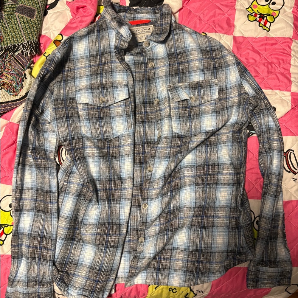 Men's Blue Plaid Shirt Jacket